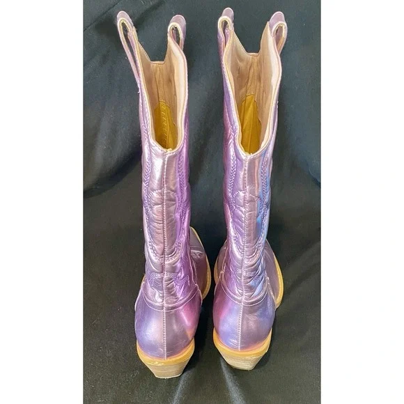 Women's Boots Cowboy Boot Purple Pink Winter Size Labeled 37 US 6 Night Club EUC - Picture 4 of 6